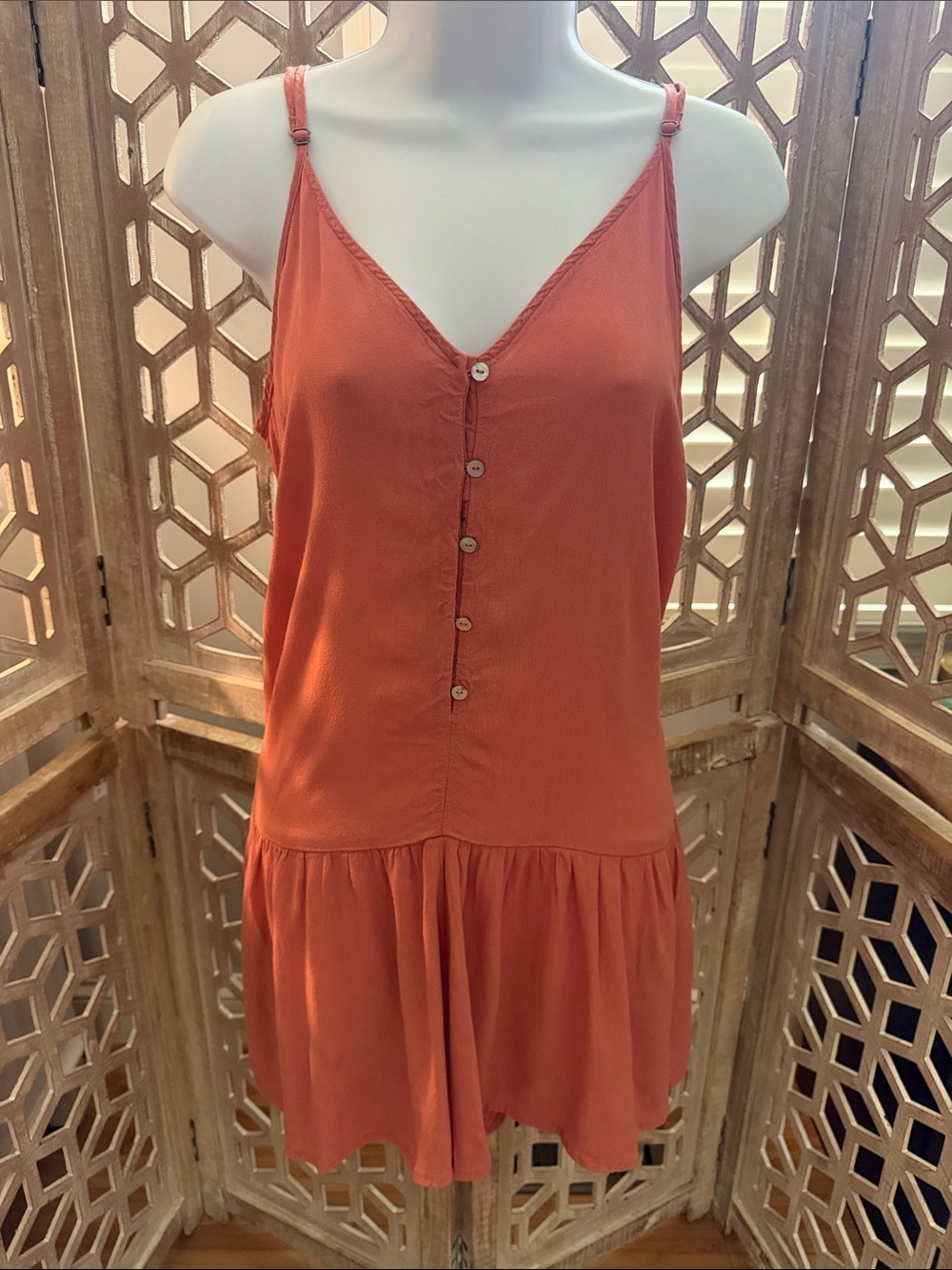 Wild Fable Size Medium Adjustable Strap Romper Orange